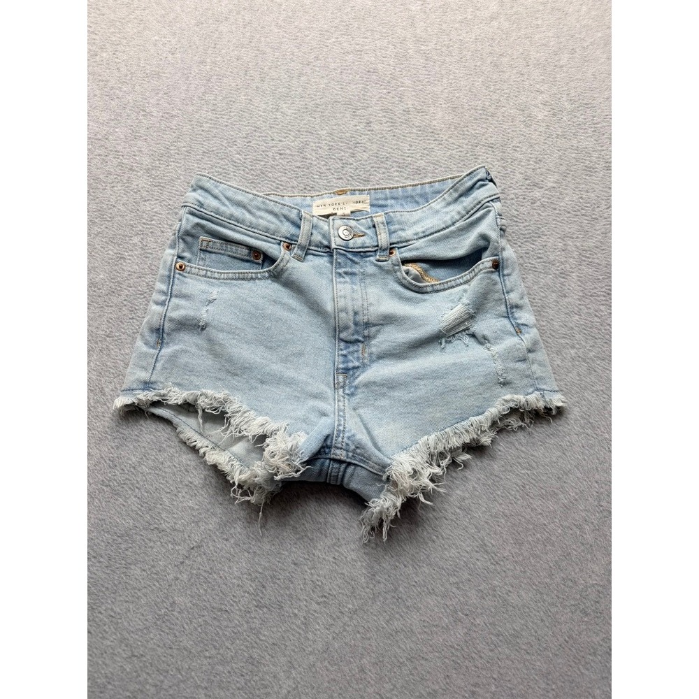 New York Laundry Denim Women Light Wash Distressed Raw Hem Jean Shorts Size 3